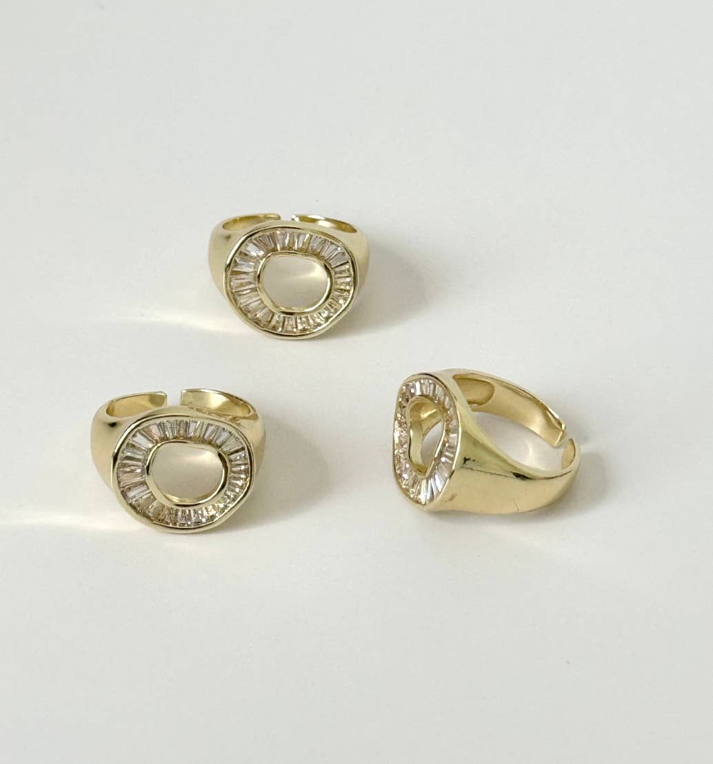 14K Gold Filled Abstract CZ Statement Ring