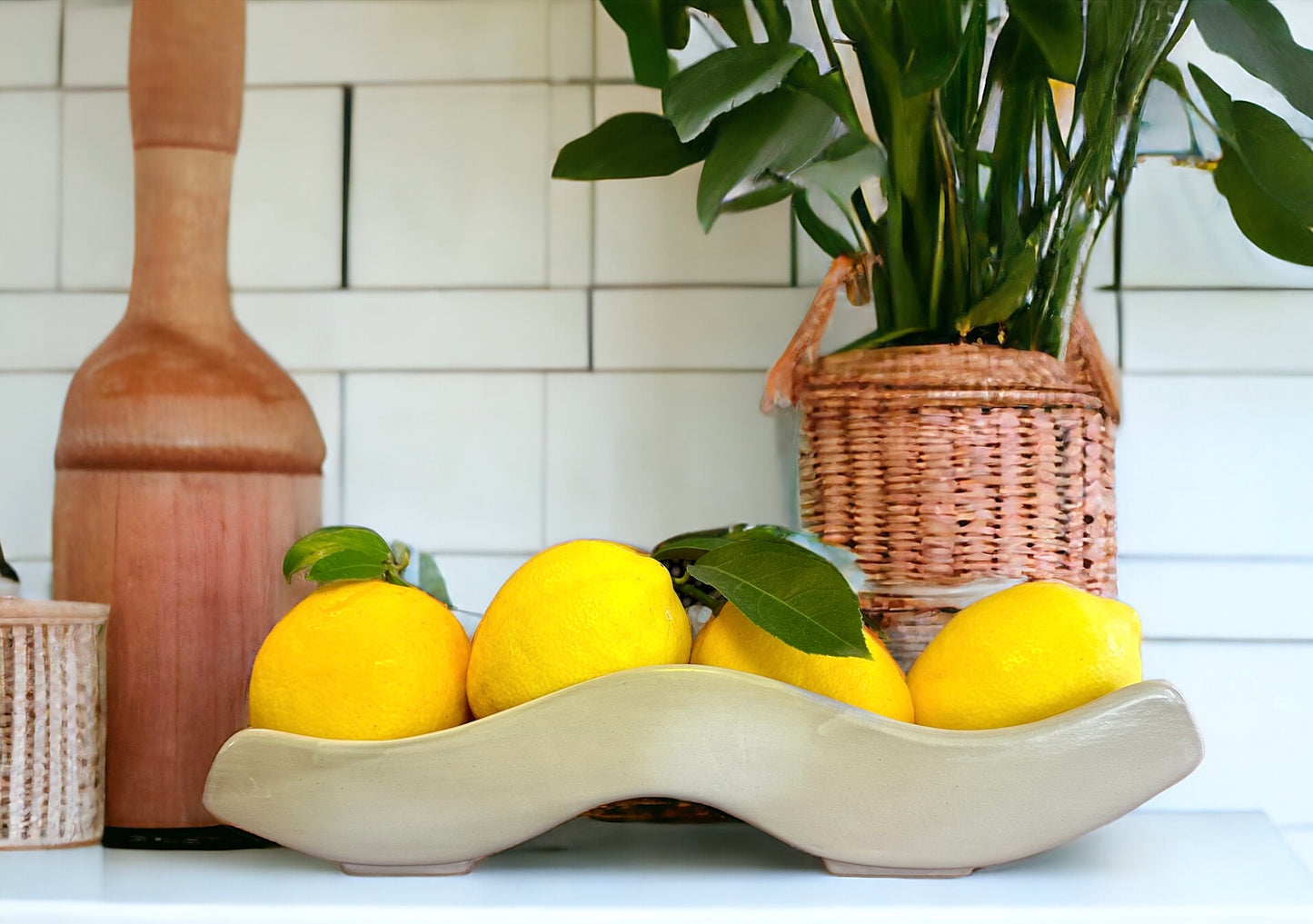 Stoneware Citrus Wave Tray