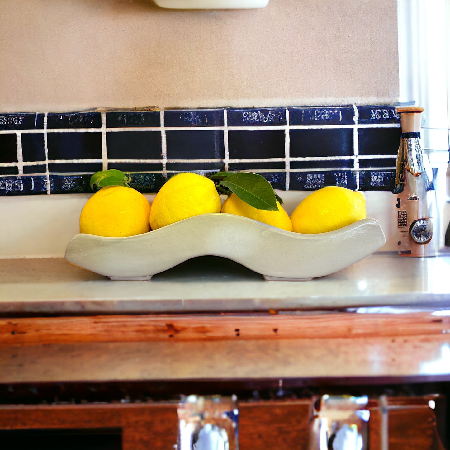 Stoneware Citrus Wave Tray