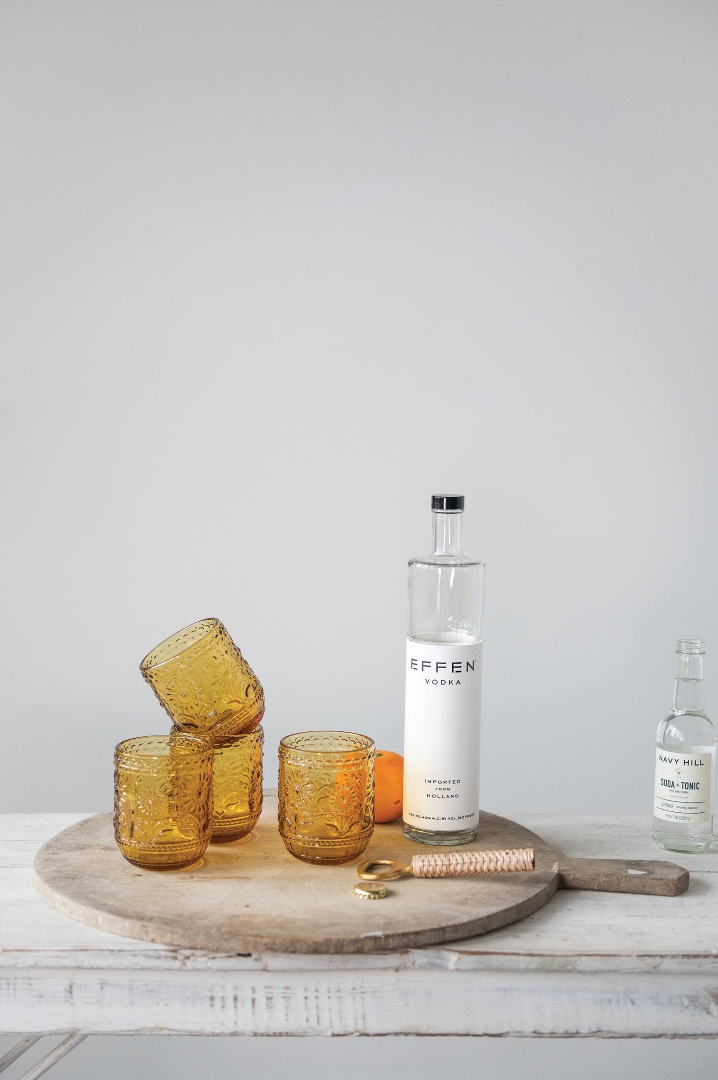 Embossed Flower Drinking Glass