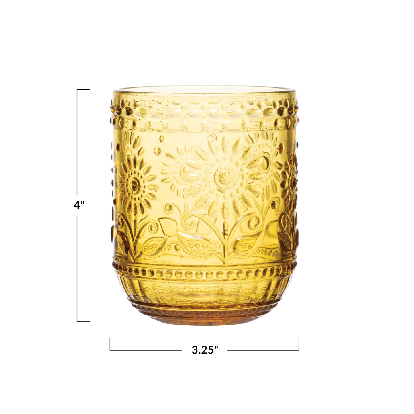 Embossed Flower Drinking Glass