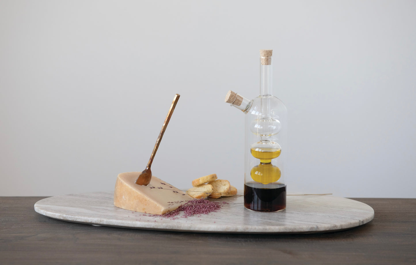 Glass Oil and Vinegar Cruet with Cork Stoppers