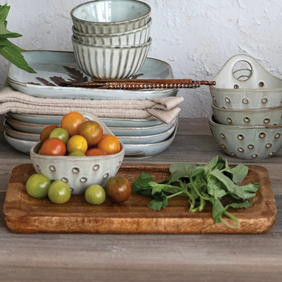 Mango Wood Tray w/ Laser Etched Botanicals