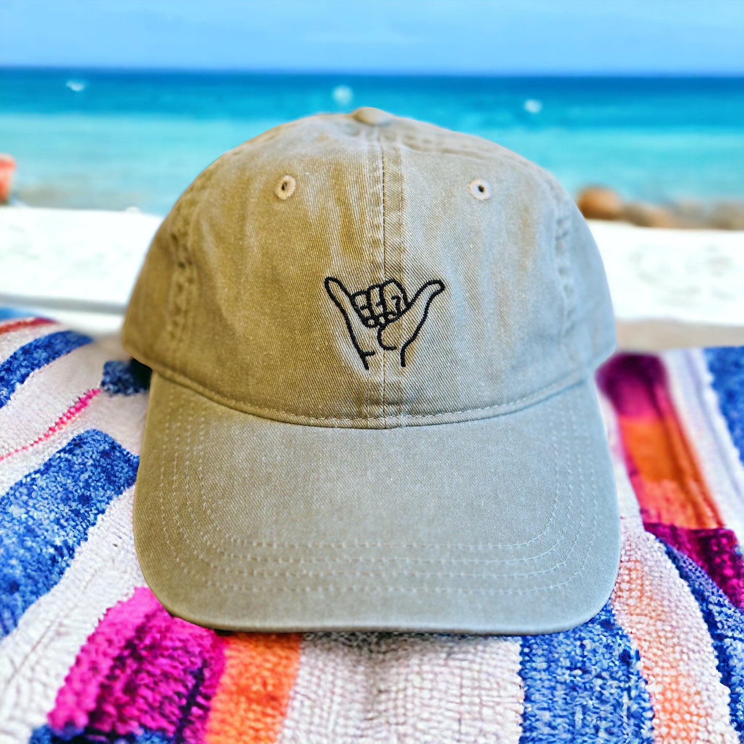 Shaka Hat ( Khaki w/ Black Shaka)