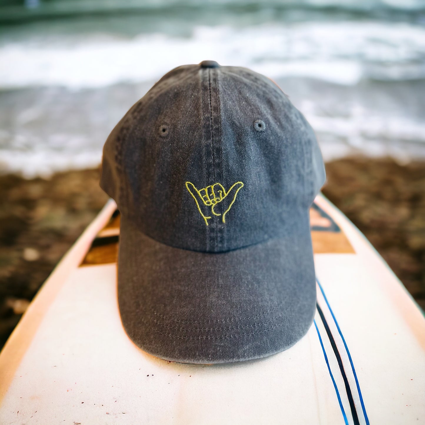 Shaka Hat (Gray w/ Neon Yellow Shaka)