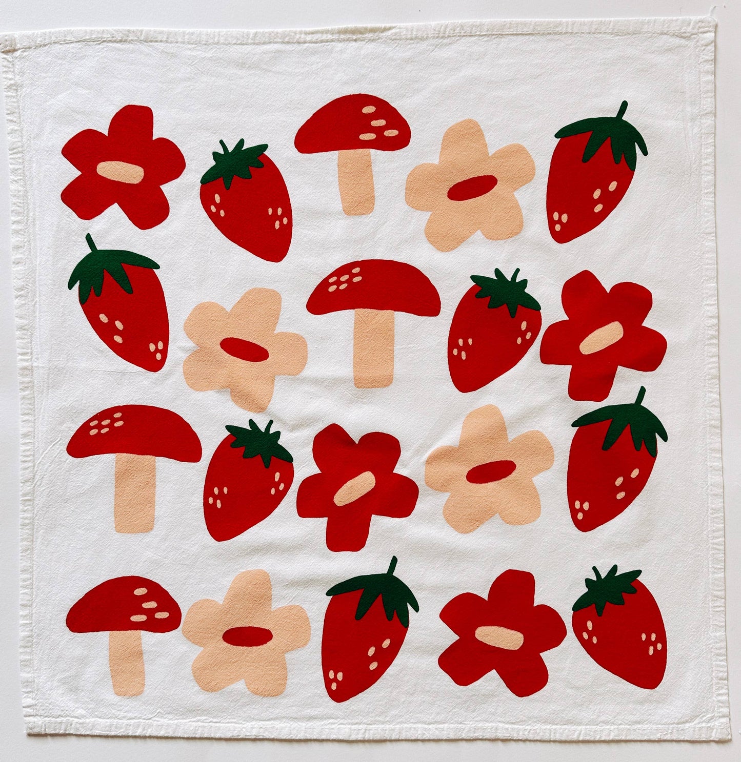 Strawberry towel, mushroom towel, kitchen towel, tea towel, home goods, home decor, baking towel, cute towel, cute kitchen towel