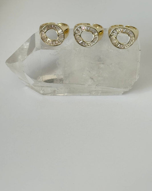14K Gold Filled Abstract CZ Statement Ring