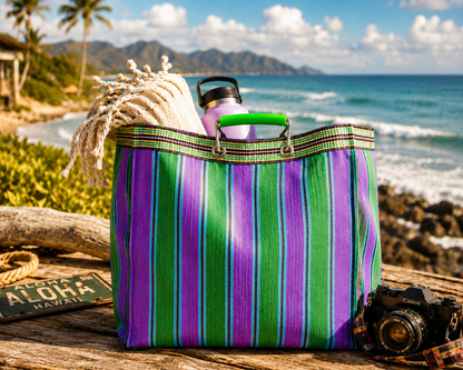 Wander Tote Green & Purple