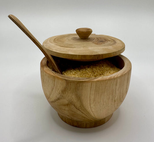 Wooden Salt / Spice Cellar (With Spoon)