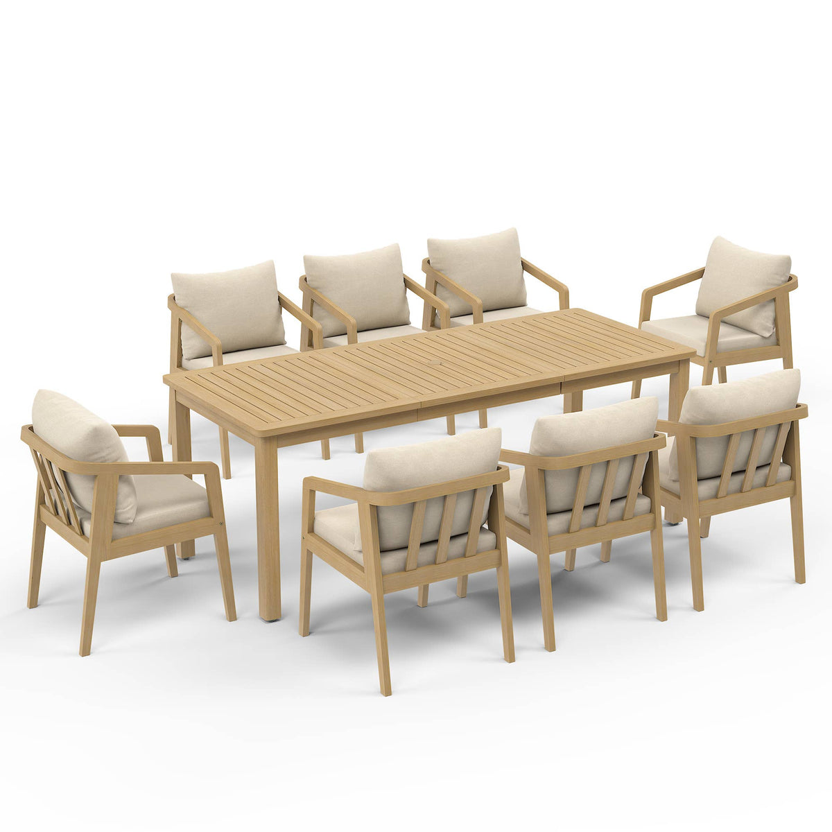 Acacia Wood Outdoor Dining Set With Umbrella Hole: 6 Pieces