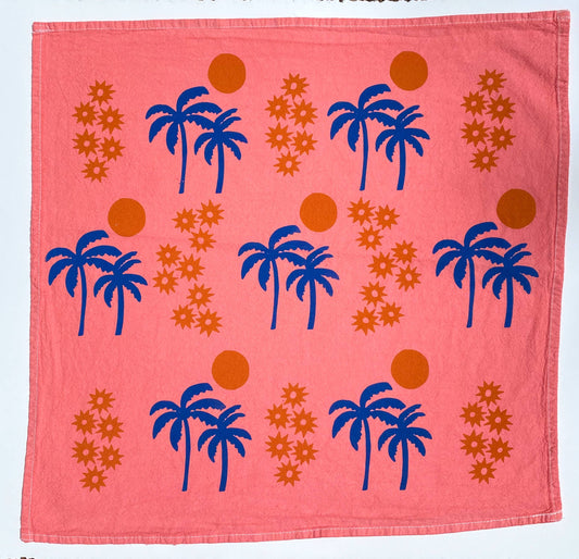 Pink Palm Sunset Kitchen Towel