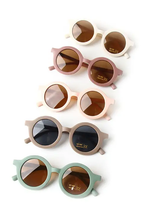 sunglasses, kids sunglasses, mint sunglasses, taupe sunglasses,  rose sunglasses, eye protection, uv protection, protect children's eyes, stylish kids sunglasses 